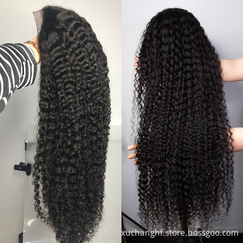 150%180% Density Kinky Curly HD Full Lace Human Hair Wigs For Black Women Brazilian Virgin Hair Transparent Lace Front Wig